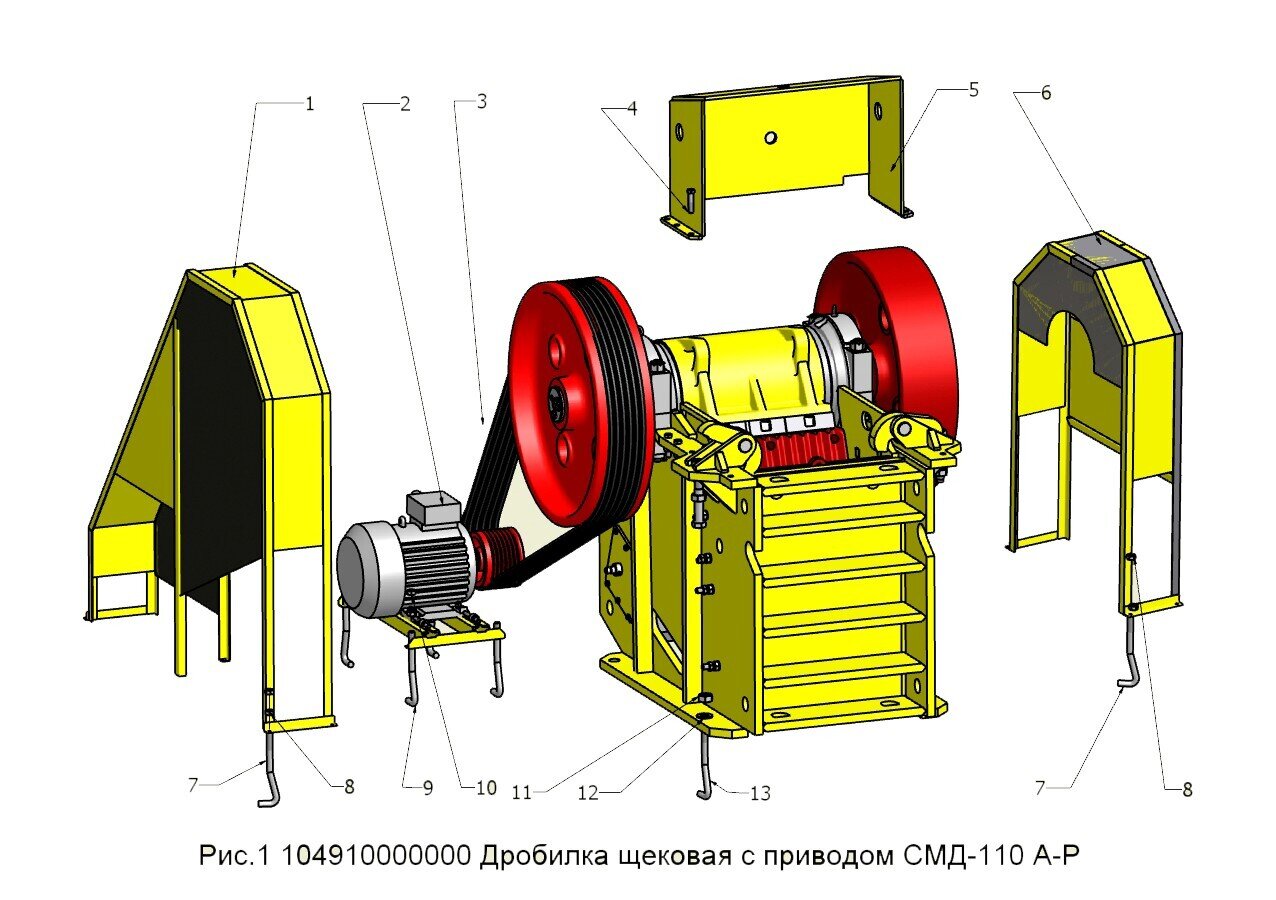 Дробилка щековая с приводом СМД-110