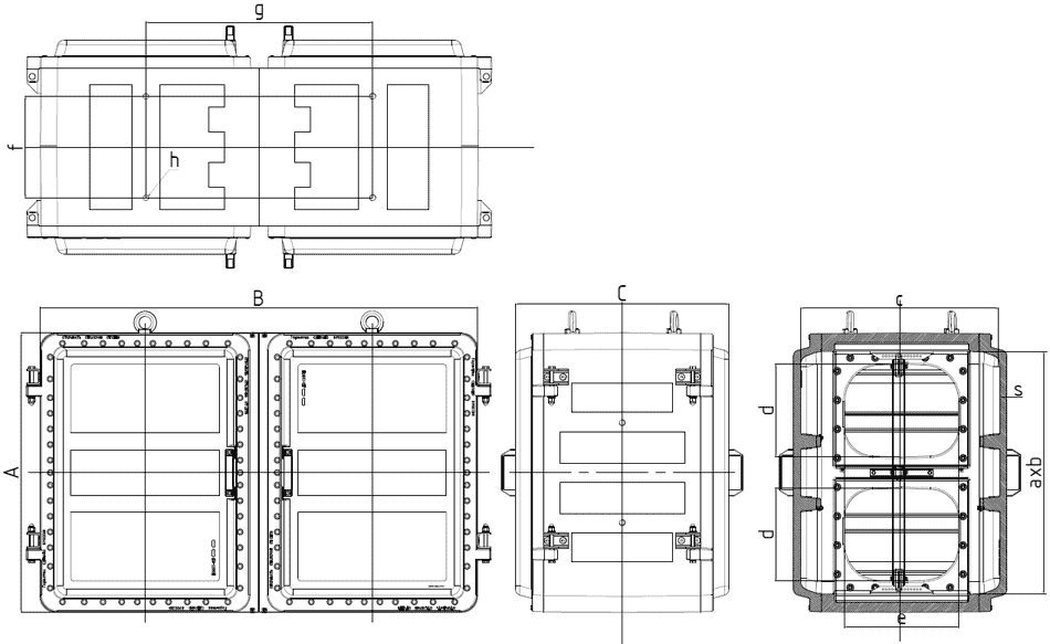 Габаритные размеры взрывозащищенных коробок типа ЩОРВ