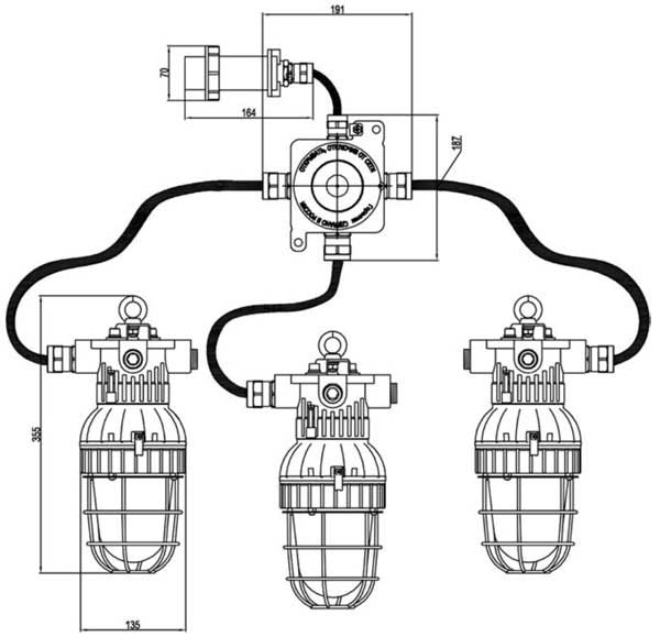 Чертеж взрывозащищенного светильника переносного СГР01