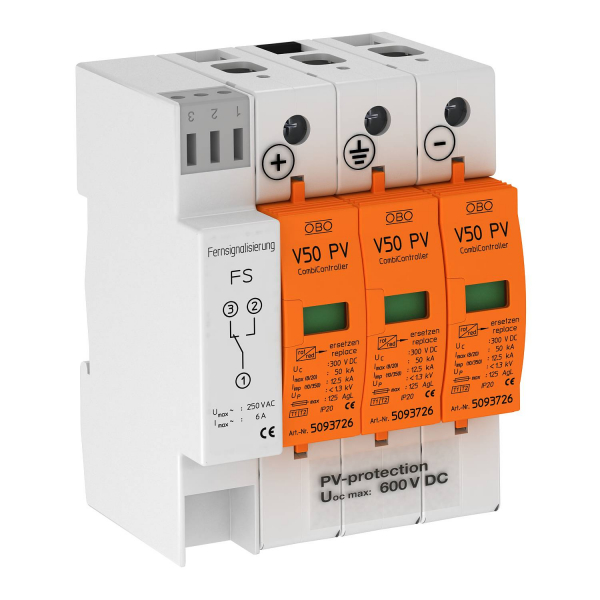 УЗИП для фотогальванических сетей 3 пол. (Класс I+II), 600 В