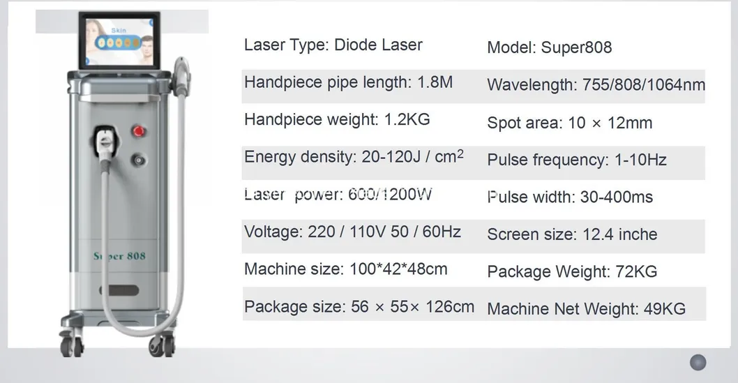 2022 Super 808 Diode Laser Painless Permanent 808nm Diode Laser Hair Removal Machine 1064nm 808nm 755nm for Sale