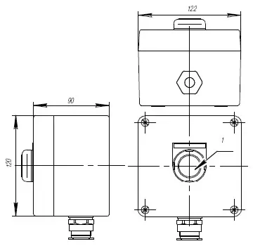 Пост кнопочный взрывобезопасный. Габарит 122х120х90