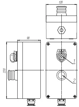 Пост кнопочный взрывобезопасный. Габарит 220х120х90