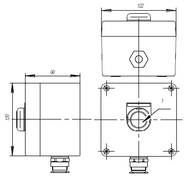 Пост кнопочный взрывобезопасный. Габарит 122х120х90