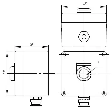 Пост кнопочный взрывобезопасный. Габарит 122х120х90