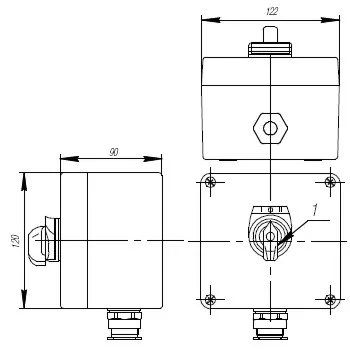 Пост кнопочный взрывобезопасный. Габарит 122х120х90