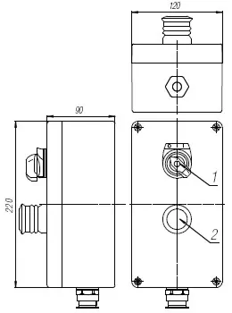 Пост кнопочный взрывобезопасный. Габарит 220х120х90