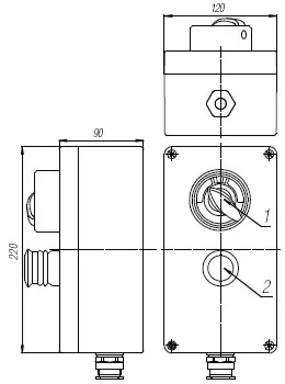 Пост кнопочный взрывобезопасный. Габарит 220х120х90
