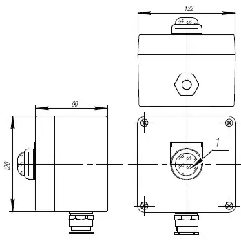 Пост кнопочный взрывобезопасный. Габарит 122х120х90